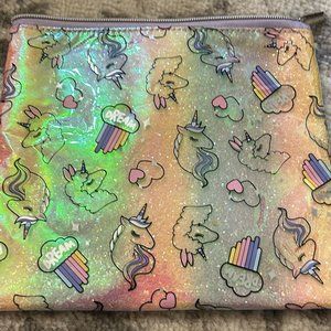 Clarie’s Pink and Purple Two Tone Sparkle Unicorn & Llama Pattern Cosmetic Bag